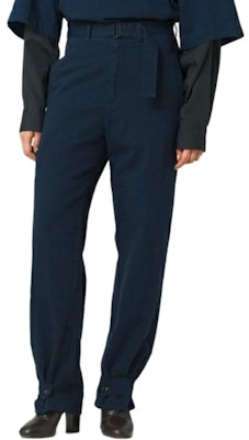 Lemaire 寬鬆綁帶腳踝休閒長褲 深藍色 春秋款式 PA1050LD1002BL800 Shop Lemaire 寬鬆綁帶腳踝休閒長褲 深藍色 春秋款式 PA1050LD1002BL800