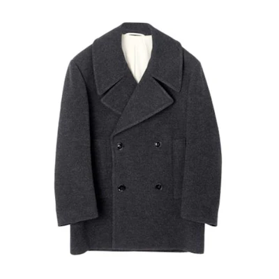 Lemaire Black Double-Breasted Long-Sleeve Jacket CO1023LF1118994