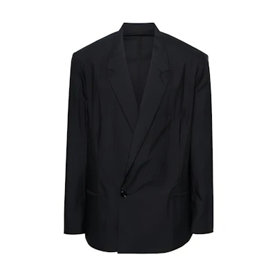 Lemaire Black Single Button Collared Long Sleeve Jacket JA1027LF1209BK999