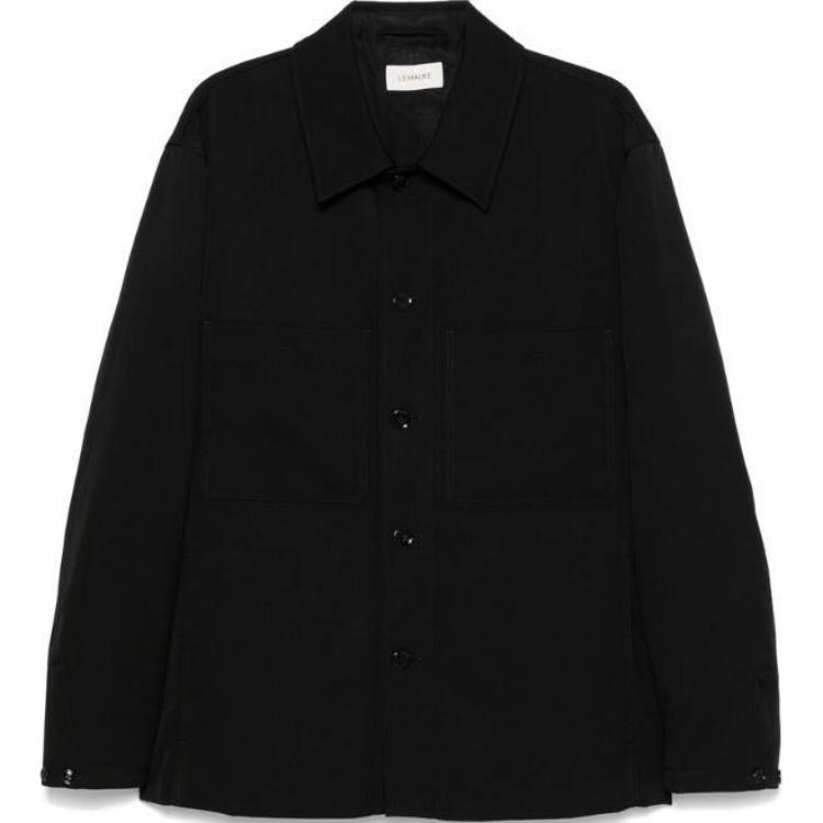 Lemaire Black Solid Color Loose-Fit Button-Up Jacket OW1097LF1317-BK999