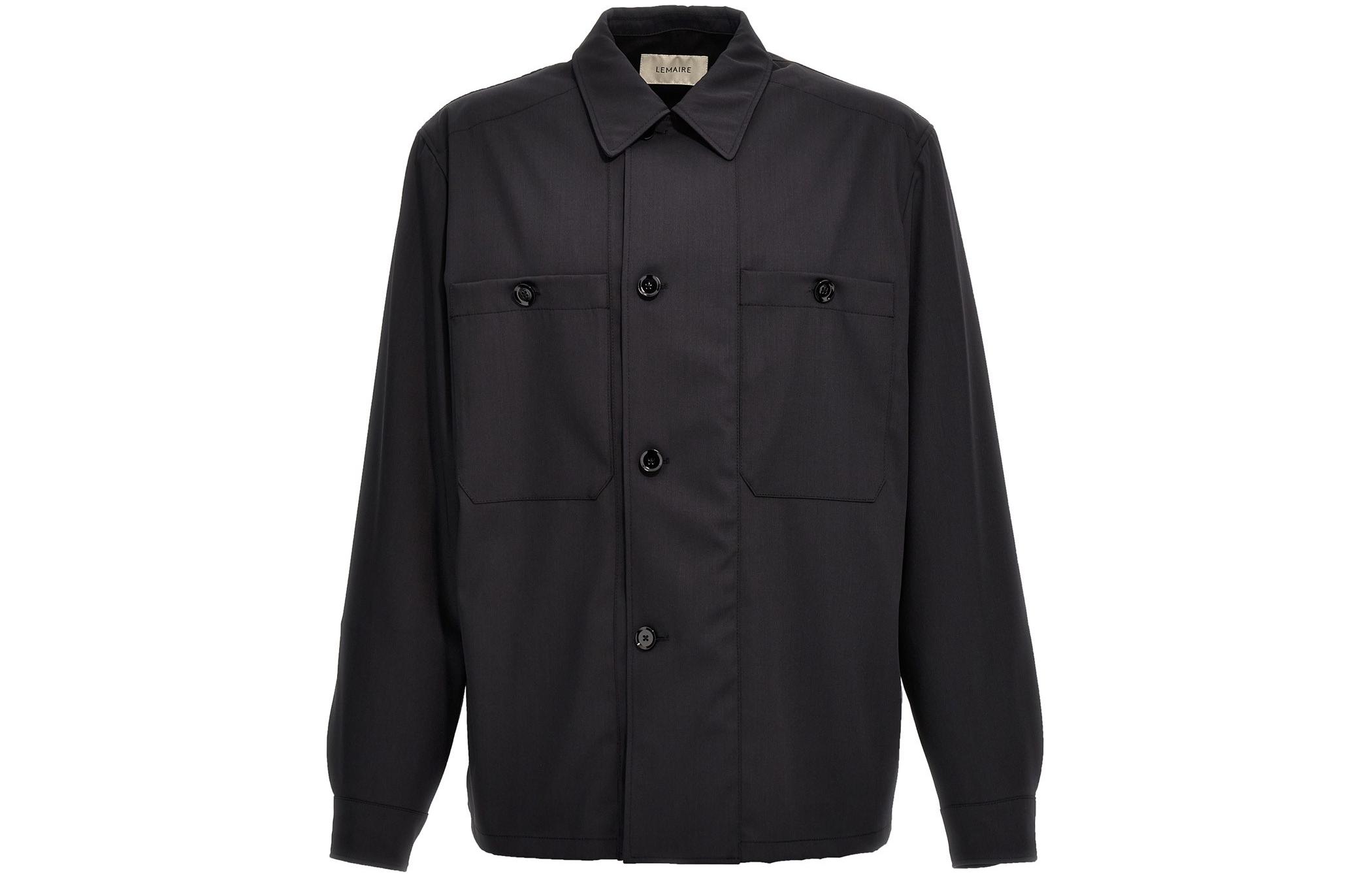 Lemaire Black Solid Single-Breasted Collar Long-Sleeve Jacket JA1046LF1210BK995