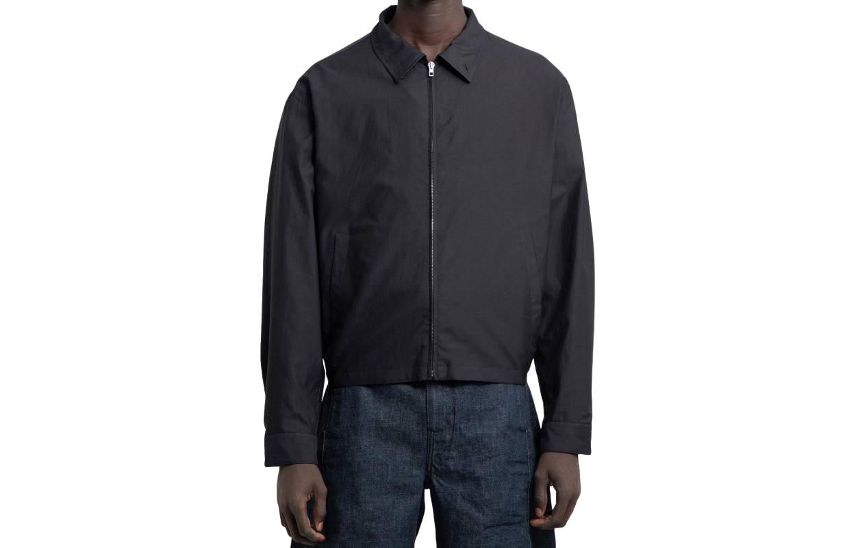 Lemaire Black Solid Zip-Up Collared Jacket Long Sleeve OW1062LF1209-BK999