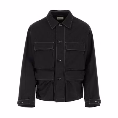 Lemaire Black Striped Colorblock Button-Up Jacket OW1059LF1234-BK999