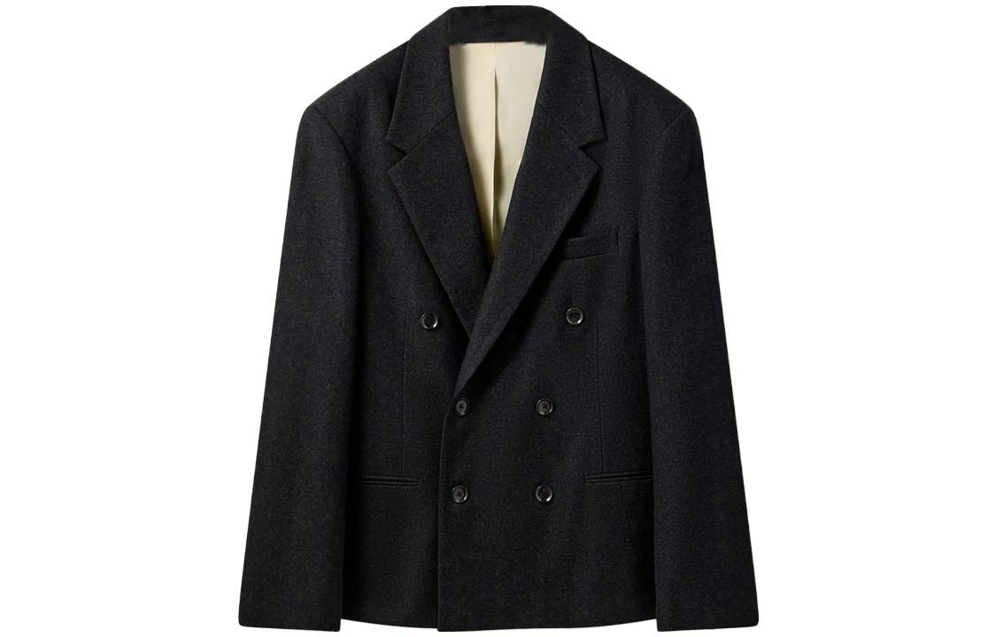 Lemaire Boxy Double Breasted Jacket Black Solid Long Sleeve Blazer JA1020LF1108BK994