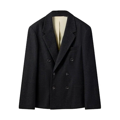 Lemaire Boxy Double Breasted Jacket Black Solid Long Sleeve Blazer JA1020LF1108BK994