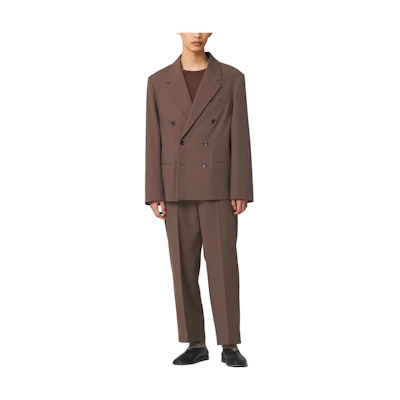 Lemaire Boxy Double Breasted Jacket Brown Long-Sleeve Blazer Coat JA102LF1108BR440