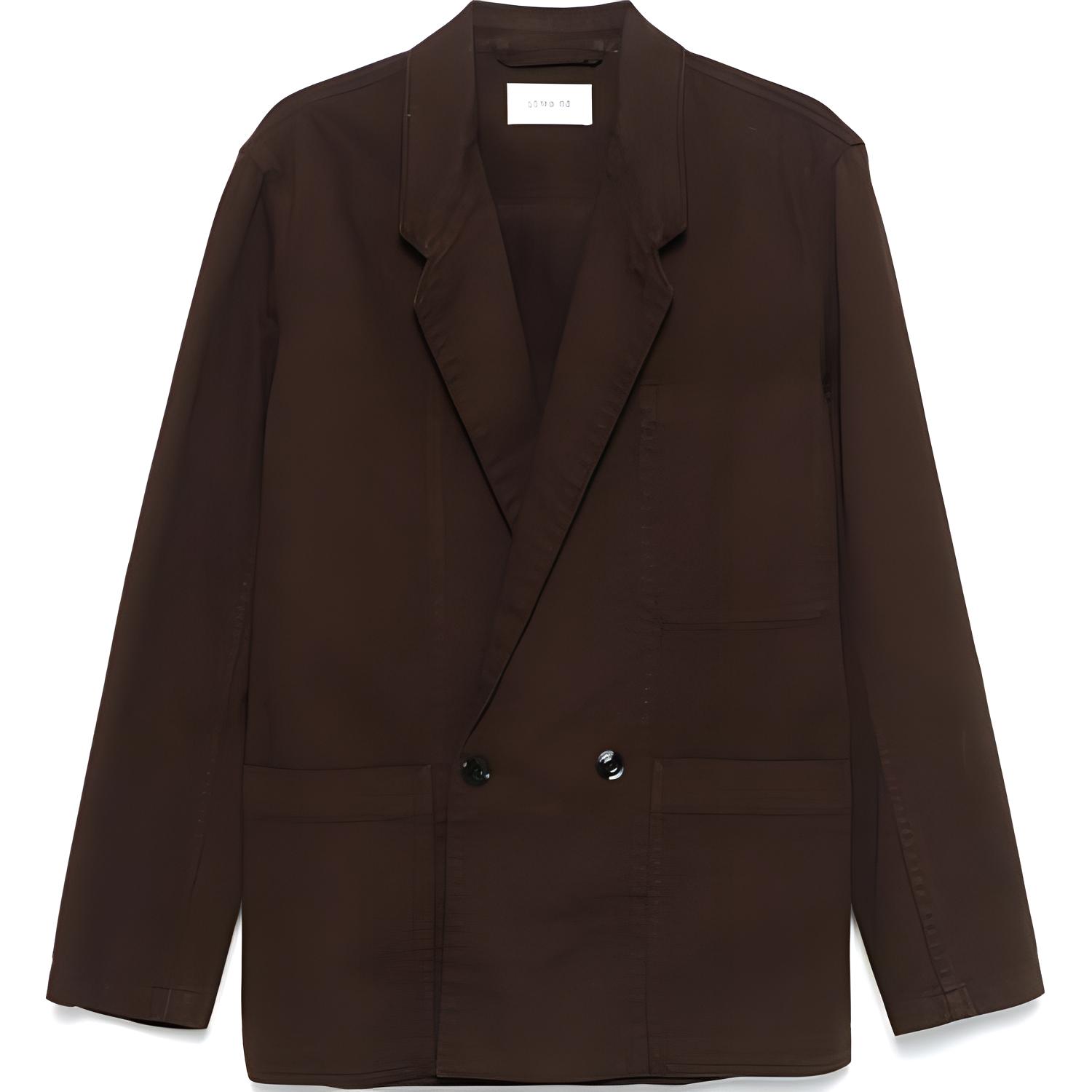 Lemaire Brown Solid Double-Breasted Long Sleeve Jacket JA1062LD1002-BR495