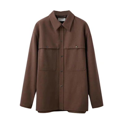 Lemaire Buttoned Solid Color Polo Collar Jacket Brown () OW1026LF1108BR440