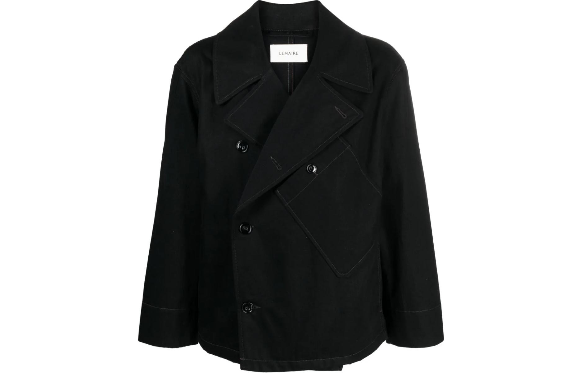 Lemaire Double-Breasted Collared Jacket Unisex Black OW334LD1000BK999