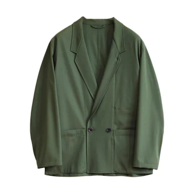 Lemaire Double Breasted Workwear Jacket Green Loose Long Sleeve Coat JA1042LF1210GR627