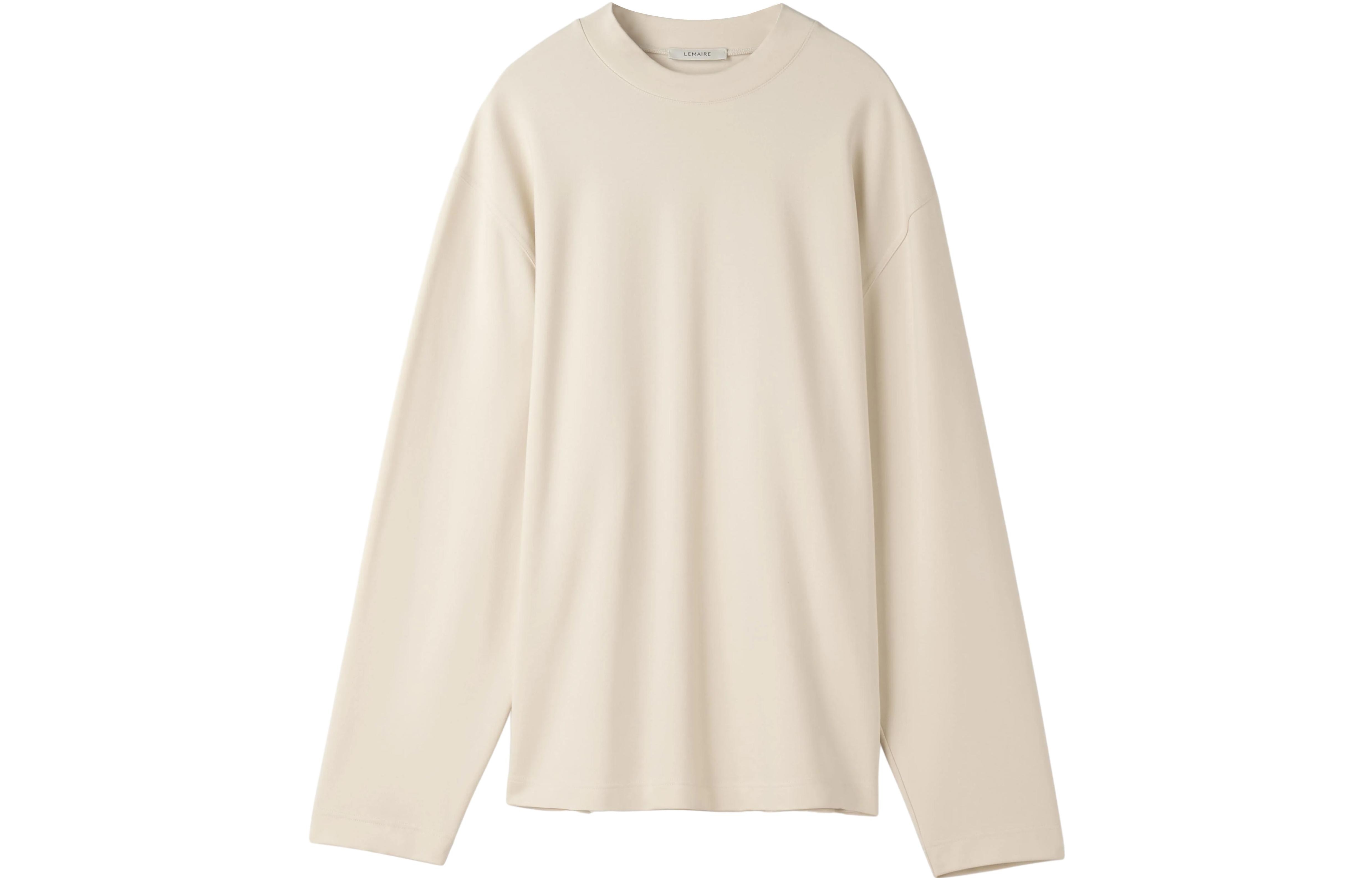 Lemaire FW23 Unisex Cream White Solid Color Crewneck Long Sleeve Sweatshirt TO1032LJ1001WH001