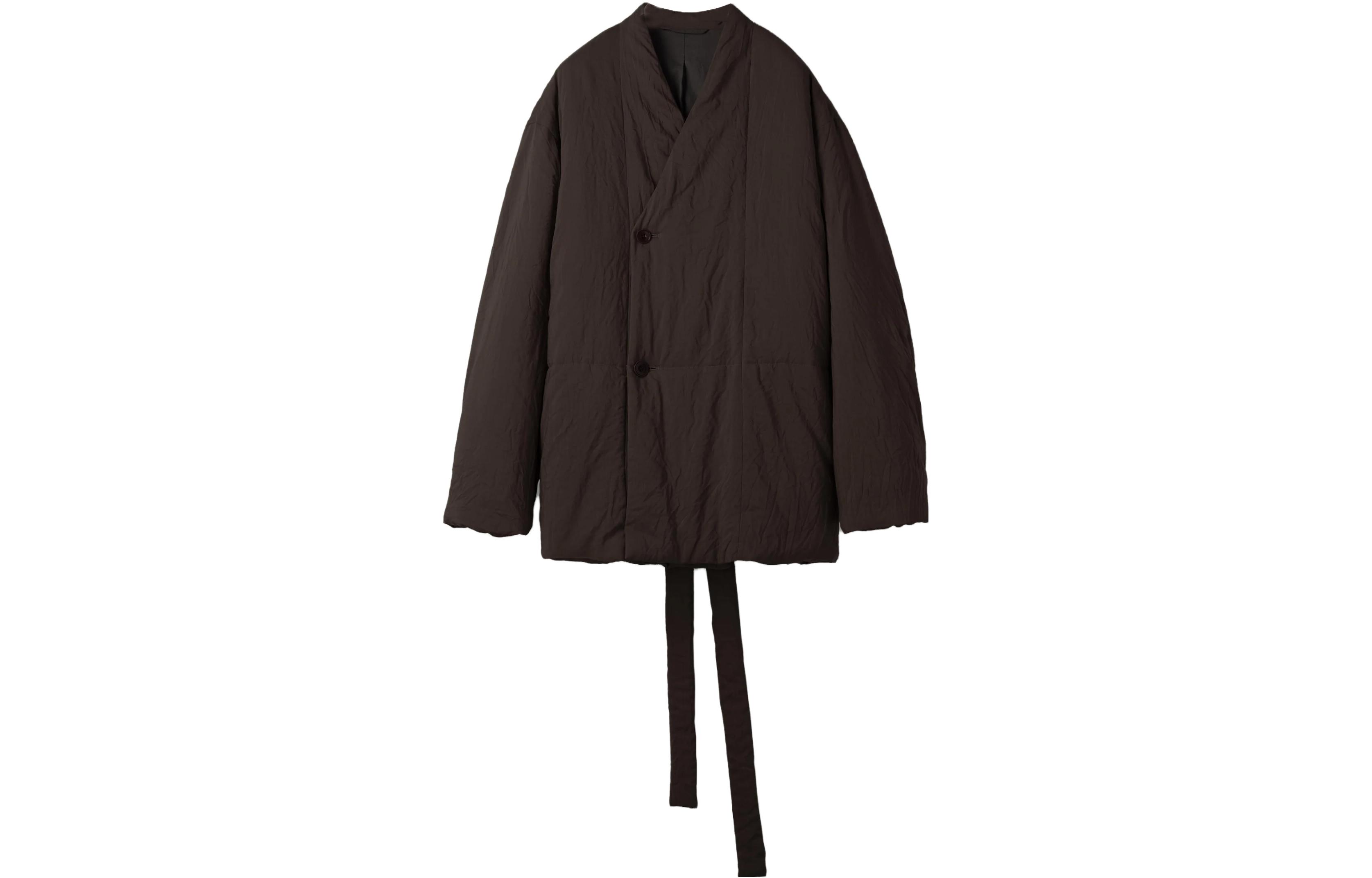 Lemaire FW23 Wadded Liner V-Neck Loose Fit Jacket Black OW1021LF1120BR499