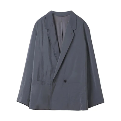 Lemaire FW23 Workwear Double Breasted Jacket Gray Casual Long Sleeve Blazer JA1012LF208BK991