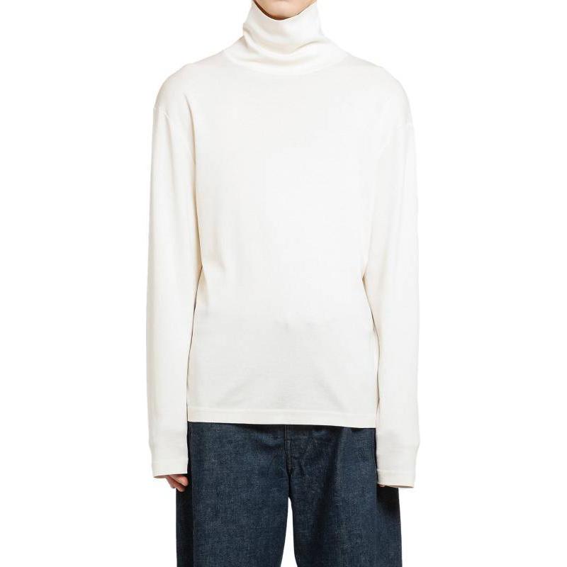 Lemaire FW24 Plain Turtleneck Pullover Long Sleeve Sweatshirt White Men TO1302LJ1016WH048