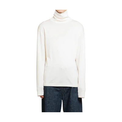 Lemaire FW24 Plain Turtleneck Pullover Long Sleeve Sweatshirt White Men TO1302LJ1016WH048