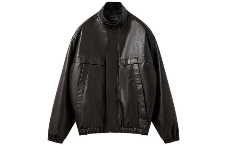Lemaire Glossy Stand Collar Pocket Zip-Up Jacket Black Menswear Long Sleeve OW1027LL0039-BR490