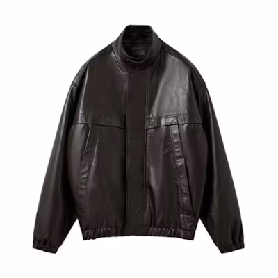 Lemaire Glossy Stand Collar Pocket Zip-Up Jacket Black Menswear Long Sleeve OW1027LL0039-BR490