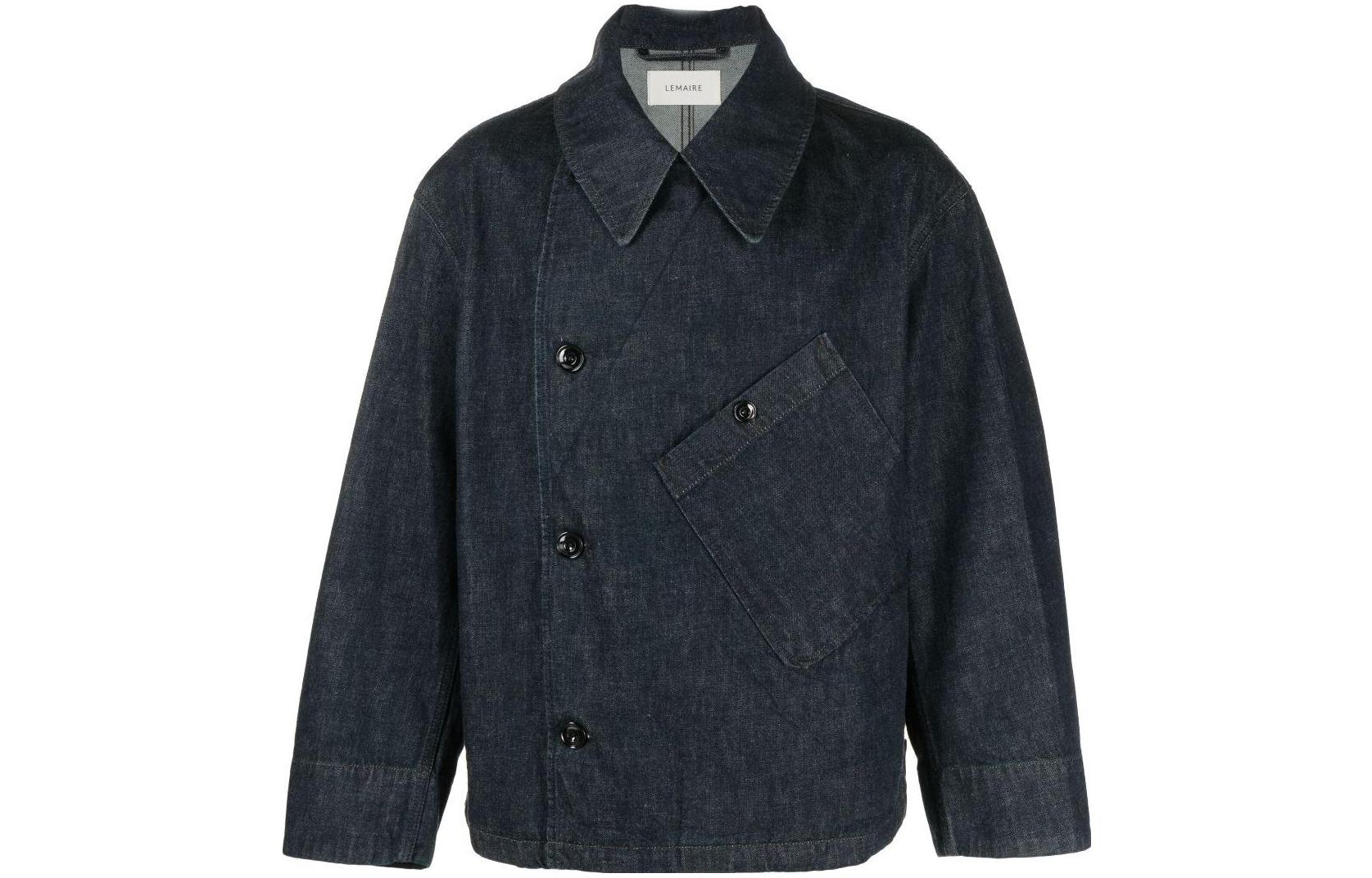 Lemaire Indigo Double-Breasted Denim Shirt Jacket with Relaxed Fit OW334LD068BL-760