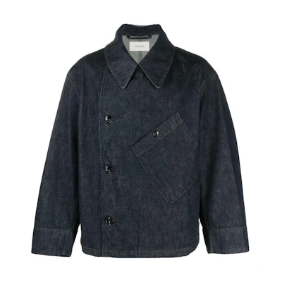Lemaire Indigo Double-Breasted Denim Shirt Jacket with Relaxed Fit OW334LD068BL-760
