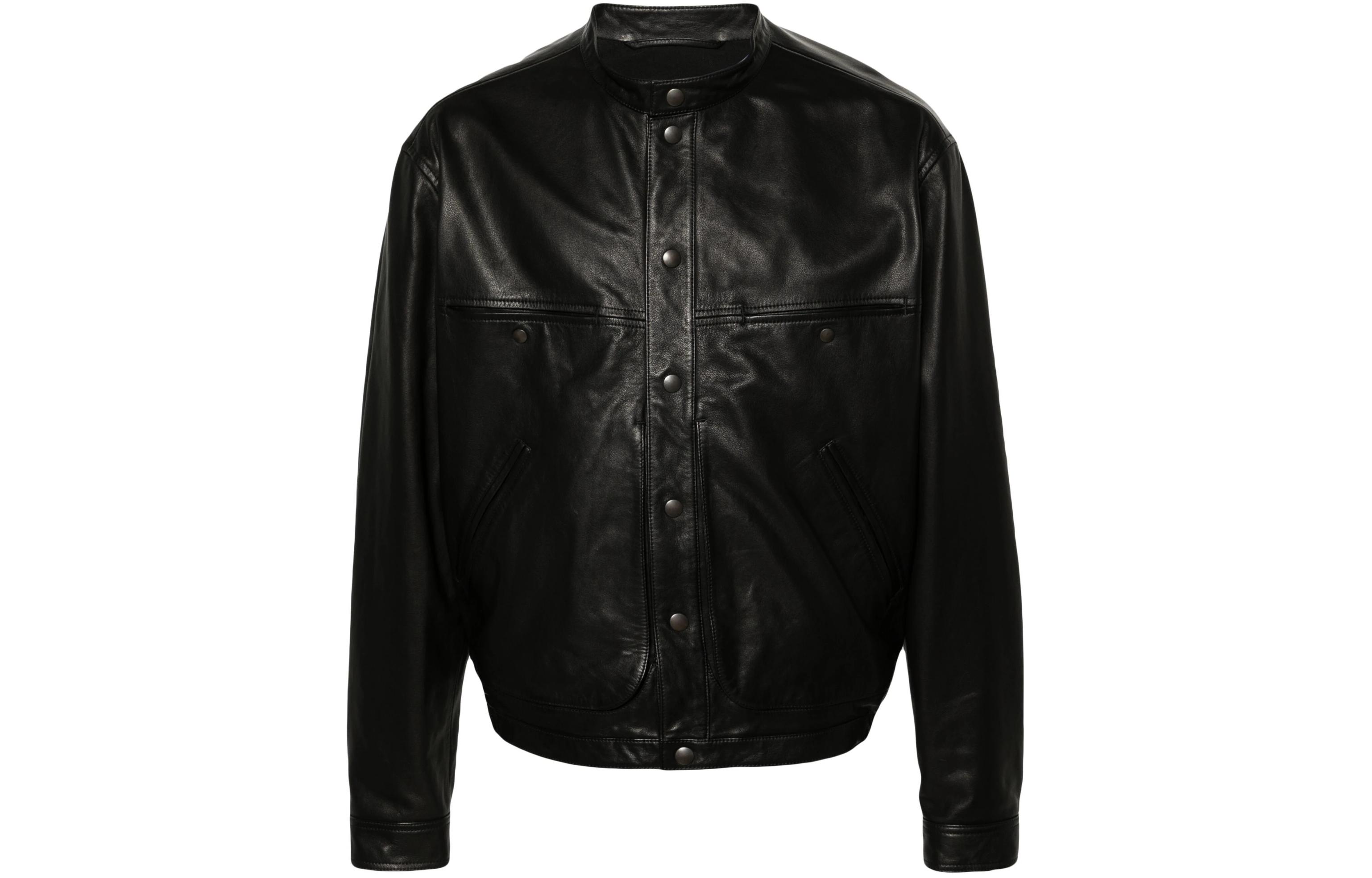 Lemaire Long Sleeve Snap-Cuff Jacket with Chest Pocket Unisex Black OW1057LL0068