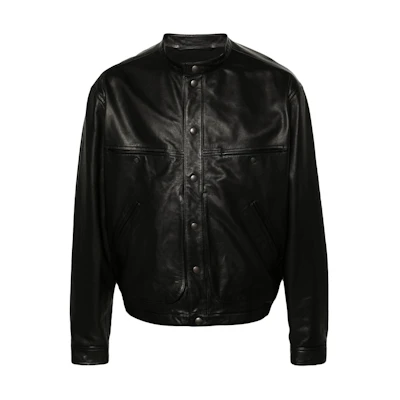 Lemaire Long Sleeve Snap-Cuff Jacket with Chest Pocket Unisex Black OW1057LL0068