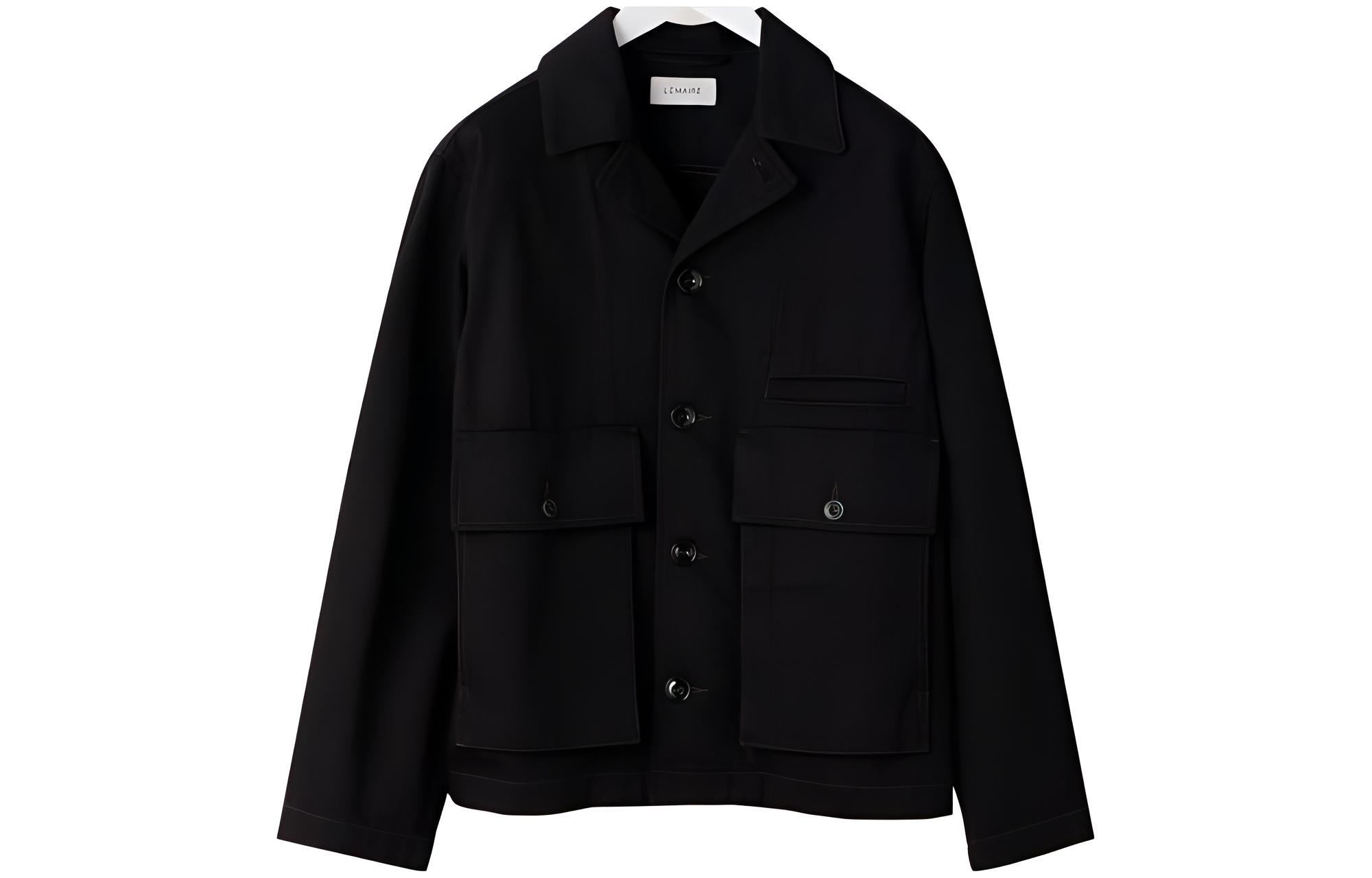 Lemaire Minimalist Monochrome Pocket Jacket with Button-Down Design OW306LD1004-999
