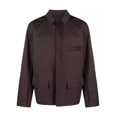 Lemaire Relaxed Fit Solid Color Workwear Jacket Brown Long Sleeve OW1005LF1032BR504