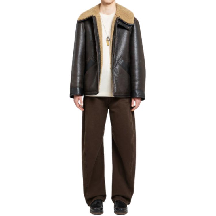 Lookbook Lemaire 舒適羊毛外套 寬鬆棕色拼接衣領夾克 CO1080LL0092-BR495