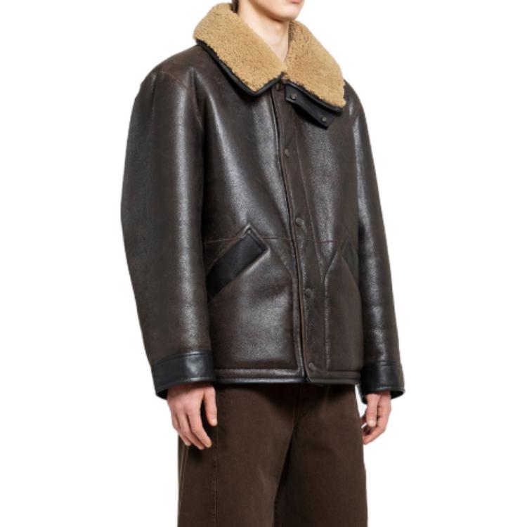 Purchase Lemaire 舒適羊毛外套 寬鬆棕色拼接衣領夾克 CO1080LL0092-BR495