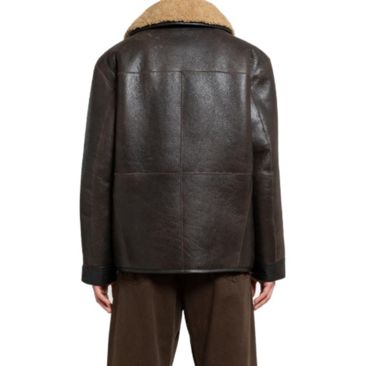 Details for Lemaire 舒適羊毛外套 寬鬆棕色拼接衣領夾克 CO1080LL0092-BR495