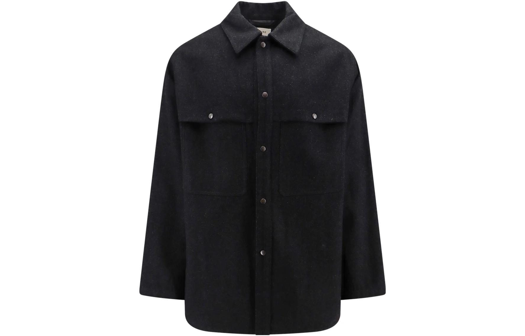 Lemaire Single-Breasted Point Collar Long-Sleeve Jacket Black () OW1026LF1108-BK994