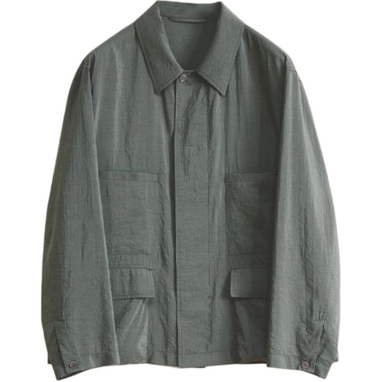 Lemaire Single-Button Collared Long-Sleeve Jacket Men’s Grey White OW1056LF208-BK949