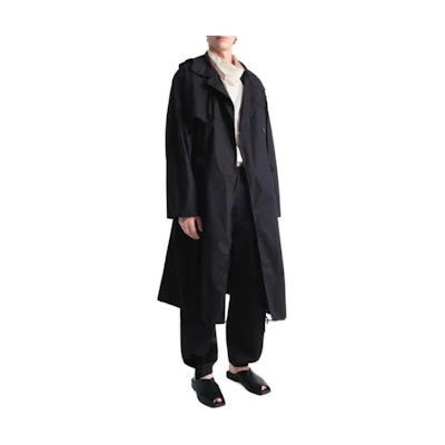 Lemaire Solid Black Double-Breasted Long Trench Coat Unisex. CO1096-LF1371-BK999