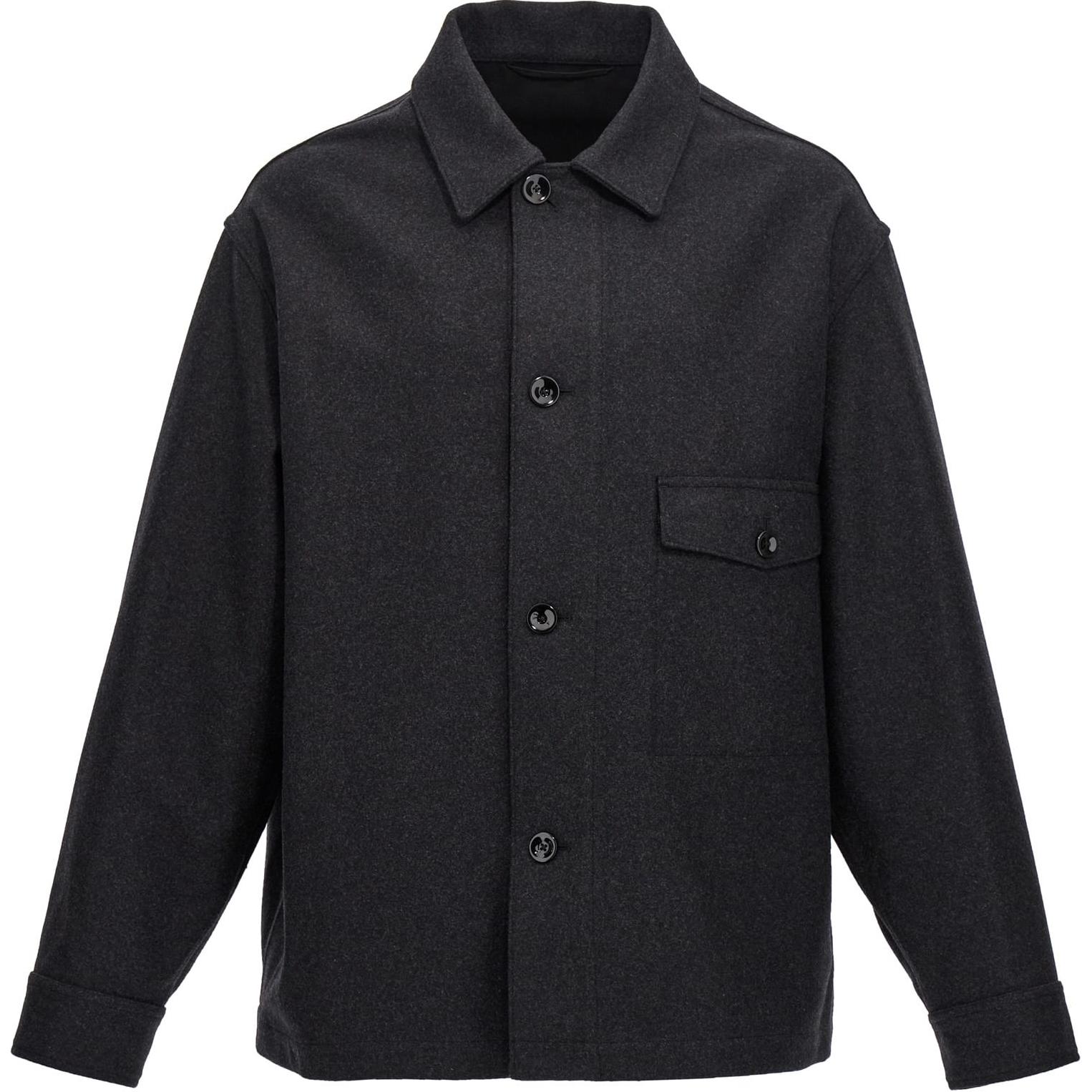 Lemaire Solid Black Single-Breasted Long-Sleeve Jacket for Men OV1003LF393BK983