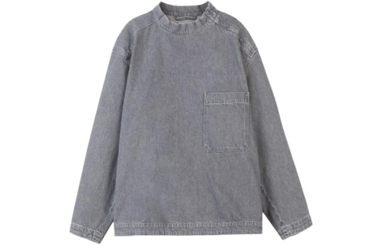 Lemaire Solid Color Denim Sweatshirt with Chest Pocket - Gray TO134-LD074-953