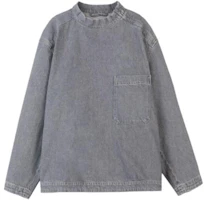 Lemaire Solid Color Denim Sweatshirt with Chest Pocket - Gray TO134-LD074-953 Lemaire Solid Color Denim Sweatshirt with Chest Pocket - Gray TO134-LD074-953