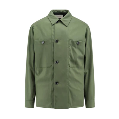 Lemaire Solid Color Green Button-Up Jacket with Pockets for Men JA1046LF1210-GR627