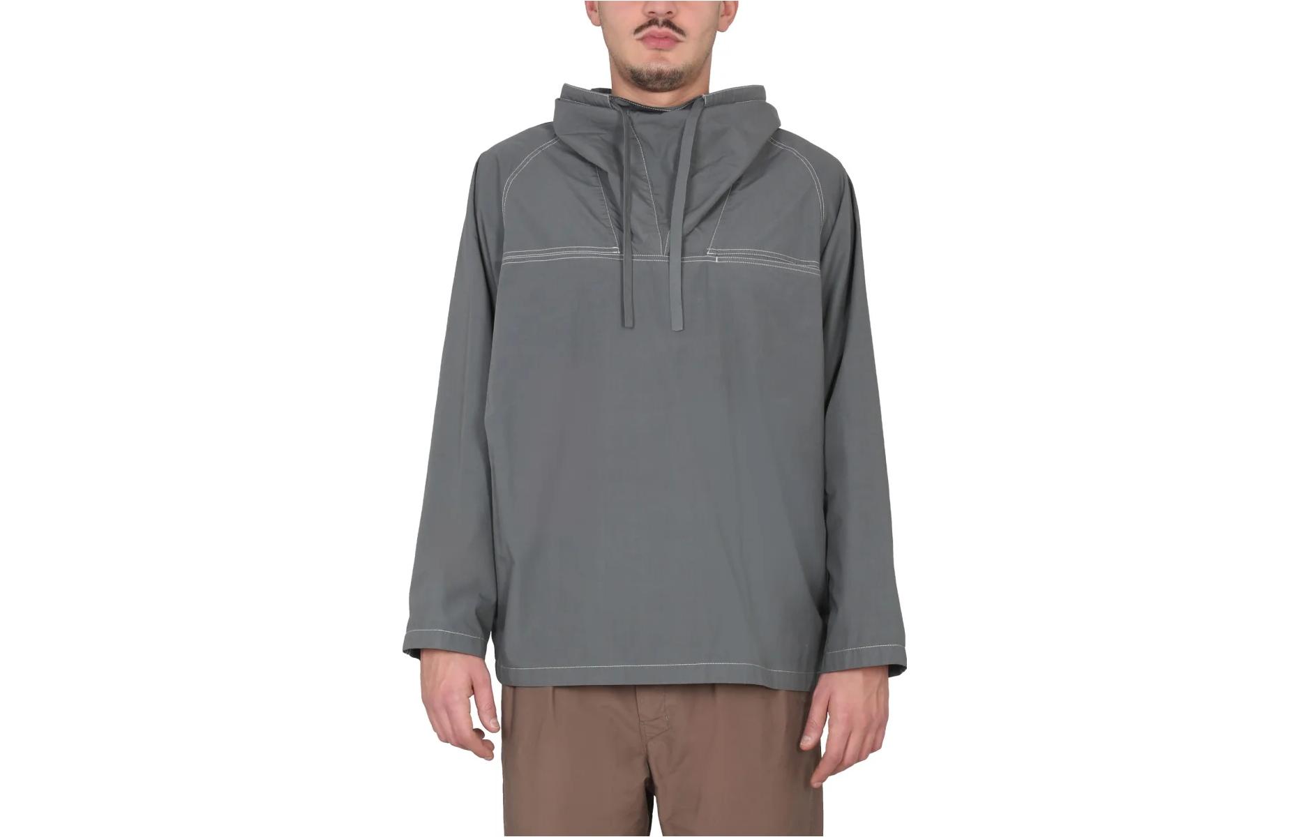 Lemaire Solid Color Loose Fit Hooded Jacket Gray TO140LF799-BK958