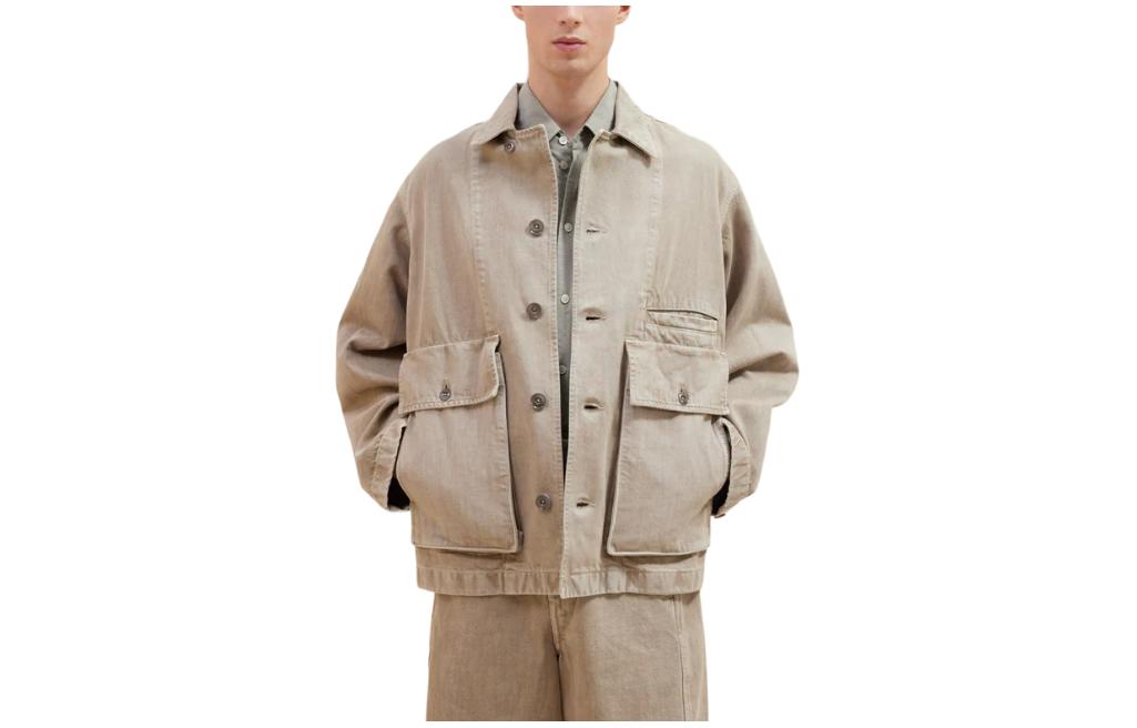 Lemaire Solid Color Pocket Long Sleeve Workwear Jacket Unisex OW306LD1017BG229