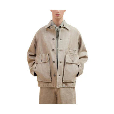 Lemaire Solid Color Pocket Long Sleeve Workwear Jacket Unisex OW306LD1017BG229