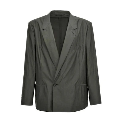 Lemaire Solid Color Single-Button Jacket Gray Mens Long-Sleeve Outerwear JA1027LF1209-BK991