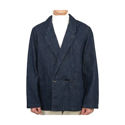 Lemaire Solid Double-Breasted Blazer Jacket - Blue JA168LD068-760