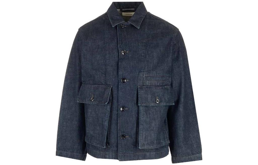 Lemaire SS23 Navy Blue Relaxed Fit Workwear Jacket for Men - Spring/Fall OW306LD068-760