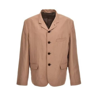 Lemaire SS23 Solid Color Cuban Collar Button-Up Jacket Brown Men’s JA1004LF1022-411