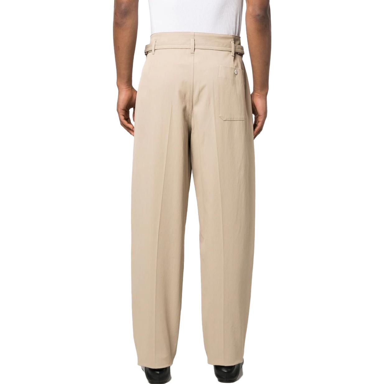 Shop Lemaire SS23 素色綁帶休閒長褲 男款 PA1022LF1025BG230