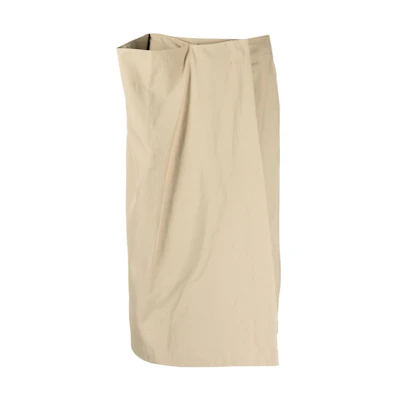 Lemaire SS23 Solid Drape Midi Skirt in Sand Beige. SK1002LF1025BG-230