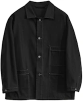 Lemaire SS24 Unisex Solid Black Casual Collared Jacket OW1069LD1000BK999 Lemaire SS24 Unisex Solid Black Casual Collared Jacket OW1069LD1000BK999
