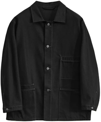 Lemaire SS24 Unisex Solid Black Casual Collared Jacket OW1069LD1000BK999 Buy Lemaire SS24 Unisex Solid Black Casual Collared Jacket OW1069LD1000BK999