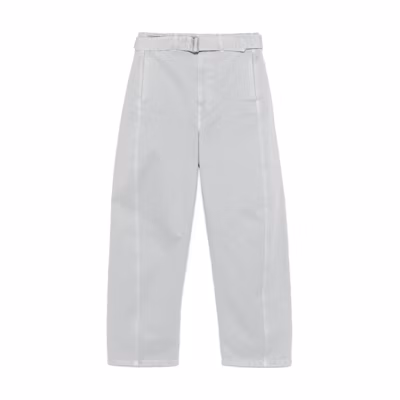 Lemaire SS25 Gray Straight-Leg Relaxed Pants with Side Pockets & Belt. PA326LD1036-BK948