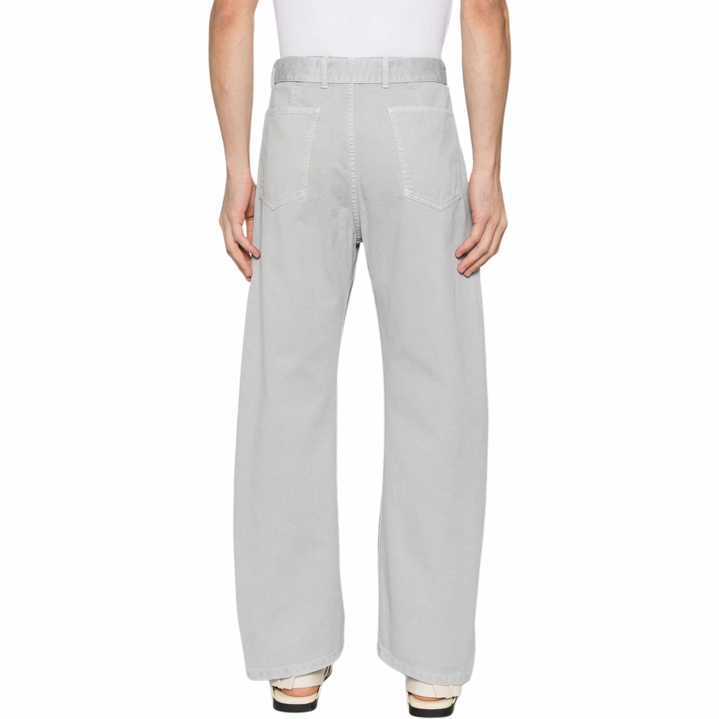 Shop Lemaire SS25 灰色直筒休閒長褲附側口袋與腰帶 PA326LD1036-BK948